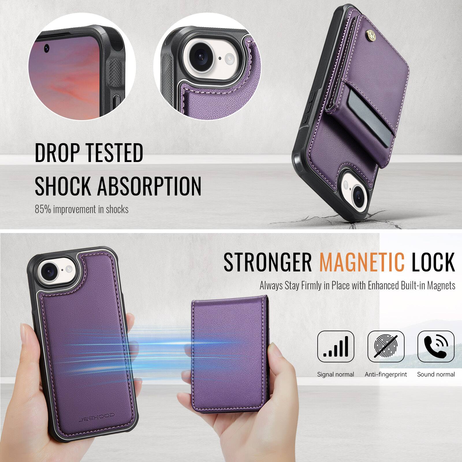 DROP TESTED  
SHOCK ABSORPTION  
85% improvement in shocks  

STRONGER MAGNETIC LOCK  
Always Stay Firmly in Place with Enhanced Built-in Magnets  

Signal normal  
Anti-fingerprint  
Sound normal