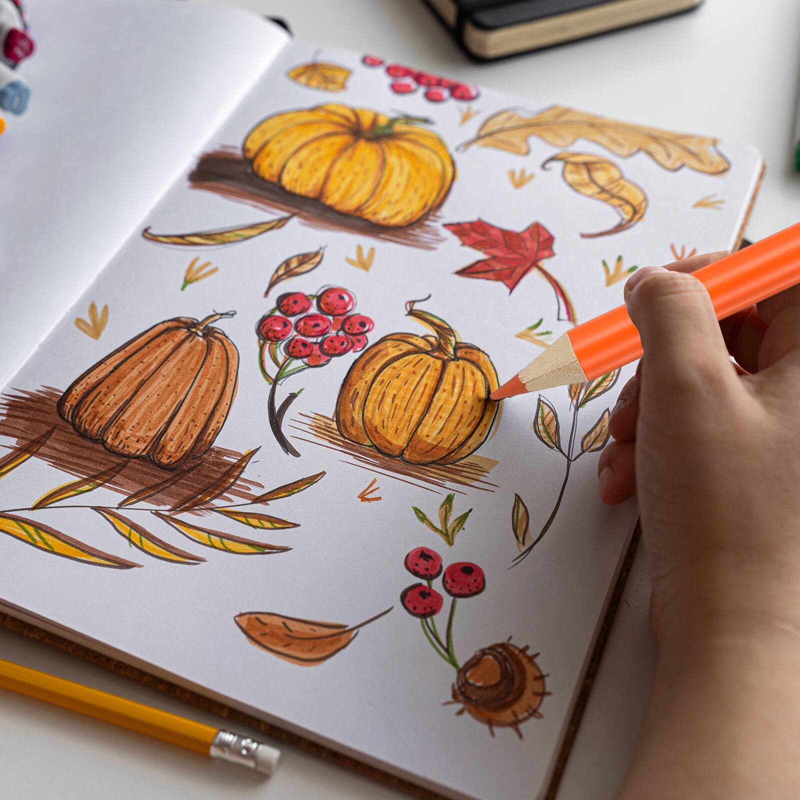 Alt View 4. Unique Bargains - Colored Pencils, Cute Oil-Based Drawing Pencils for Adult Coloring, Artists, Beginners, 36pcs, Red Brown - Red Brown.