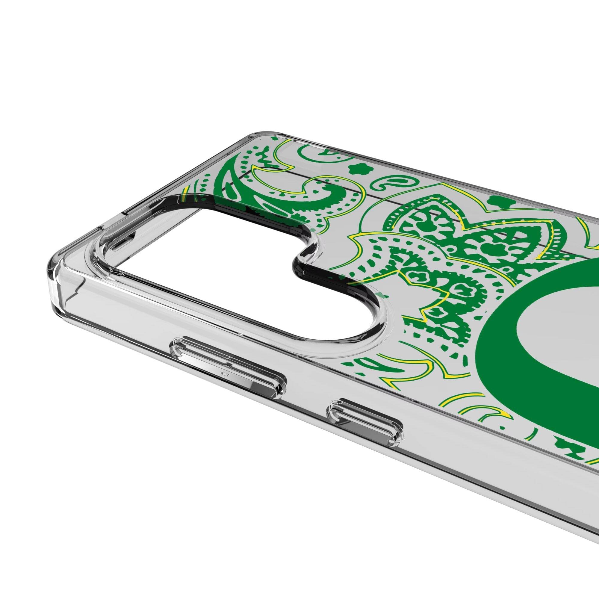 Alt View 2. Keyscaper - Oregon Ducks Paisley Galaxy Clear Case - S23 Ultra - Multicolor.