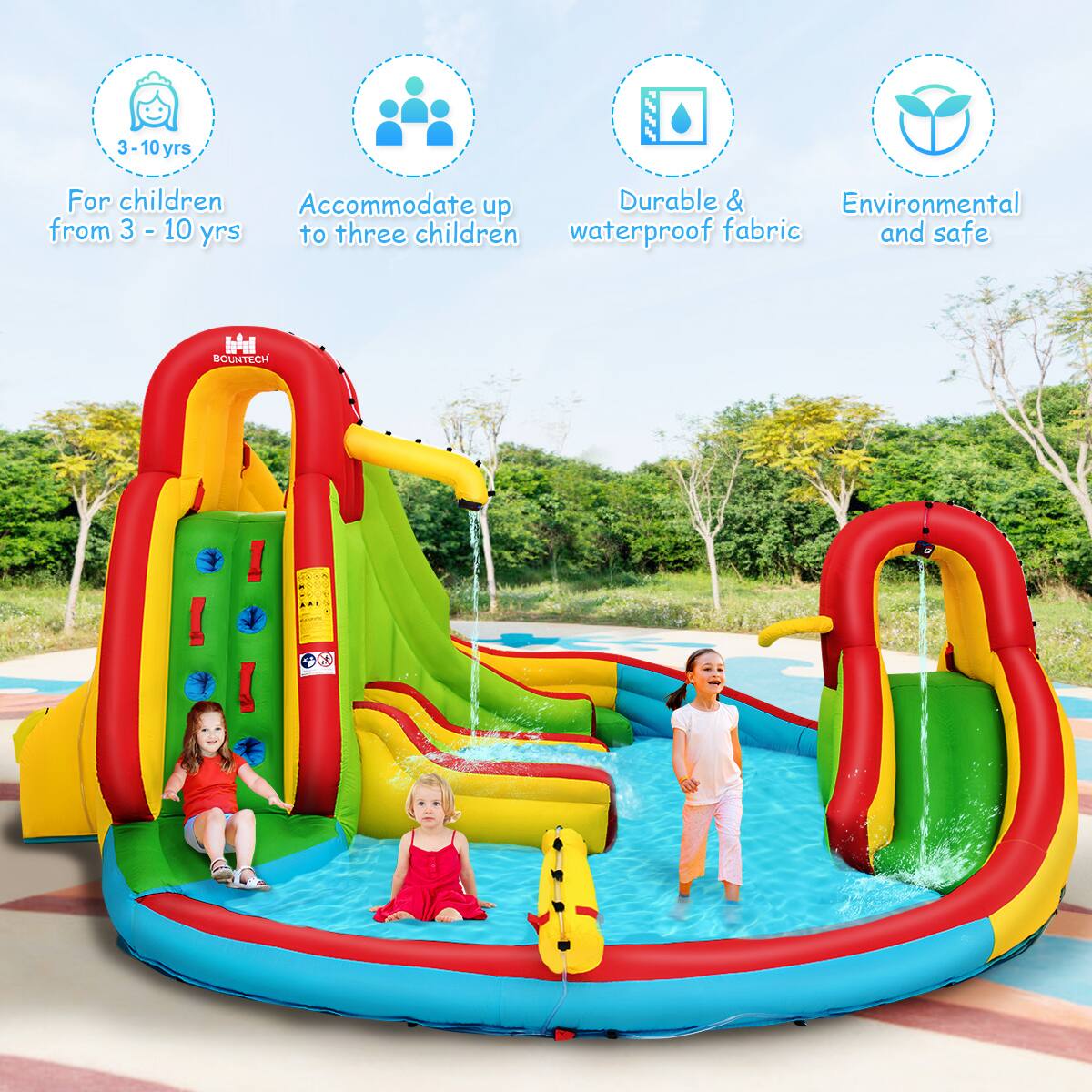 3-10 yrs  
For children from 3 - 10 yrs  
Accommodate up to three children  
Durable & waterproof fabric  
Environmental and safe