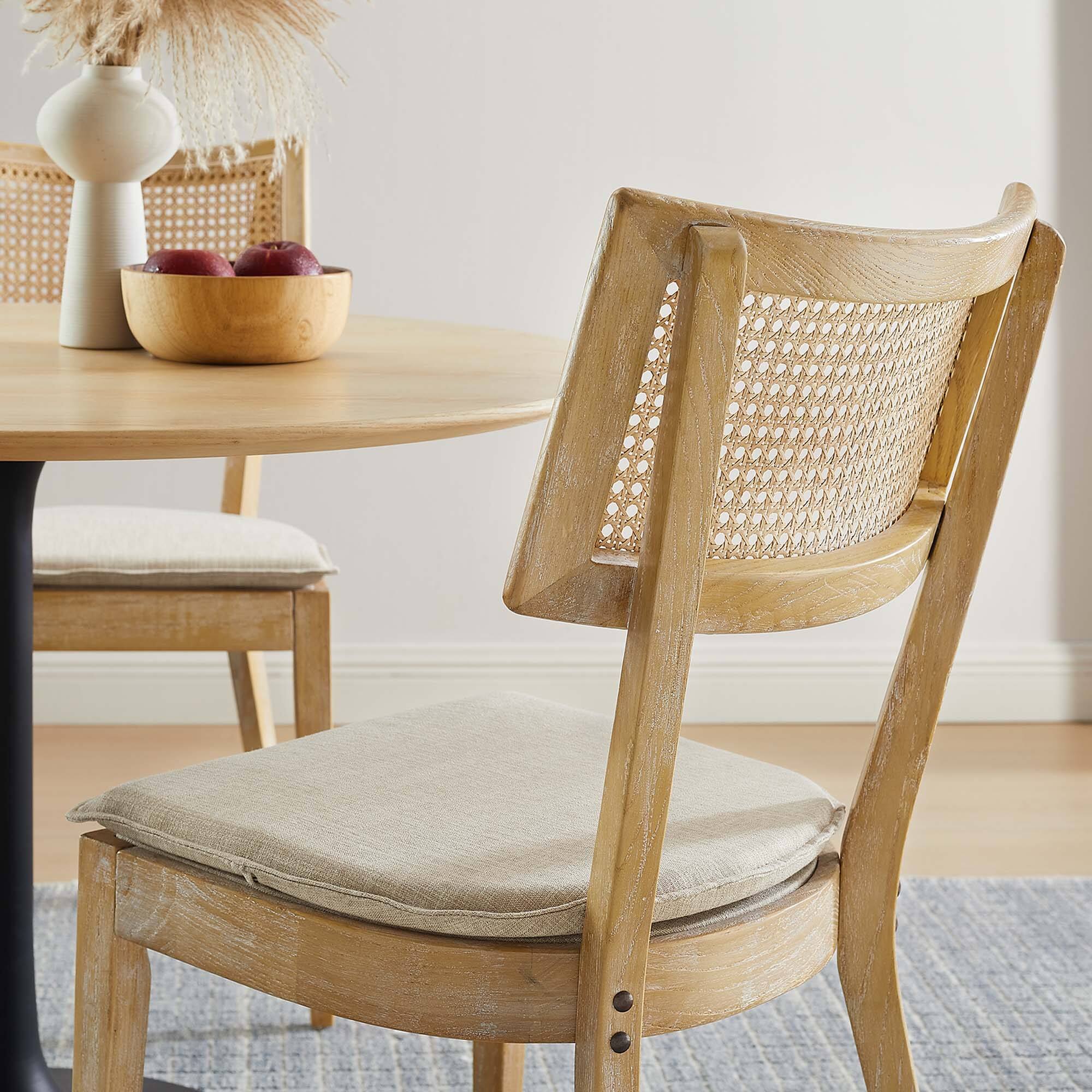 Alt View 6. Modway - Caledonia Fabric Upholstered Wood Dining Chair Set of 2 by Modway - Brown.