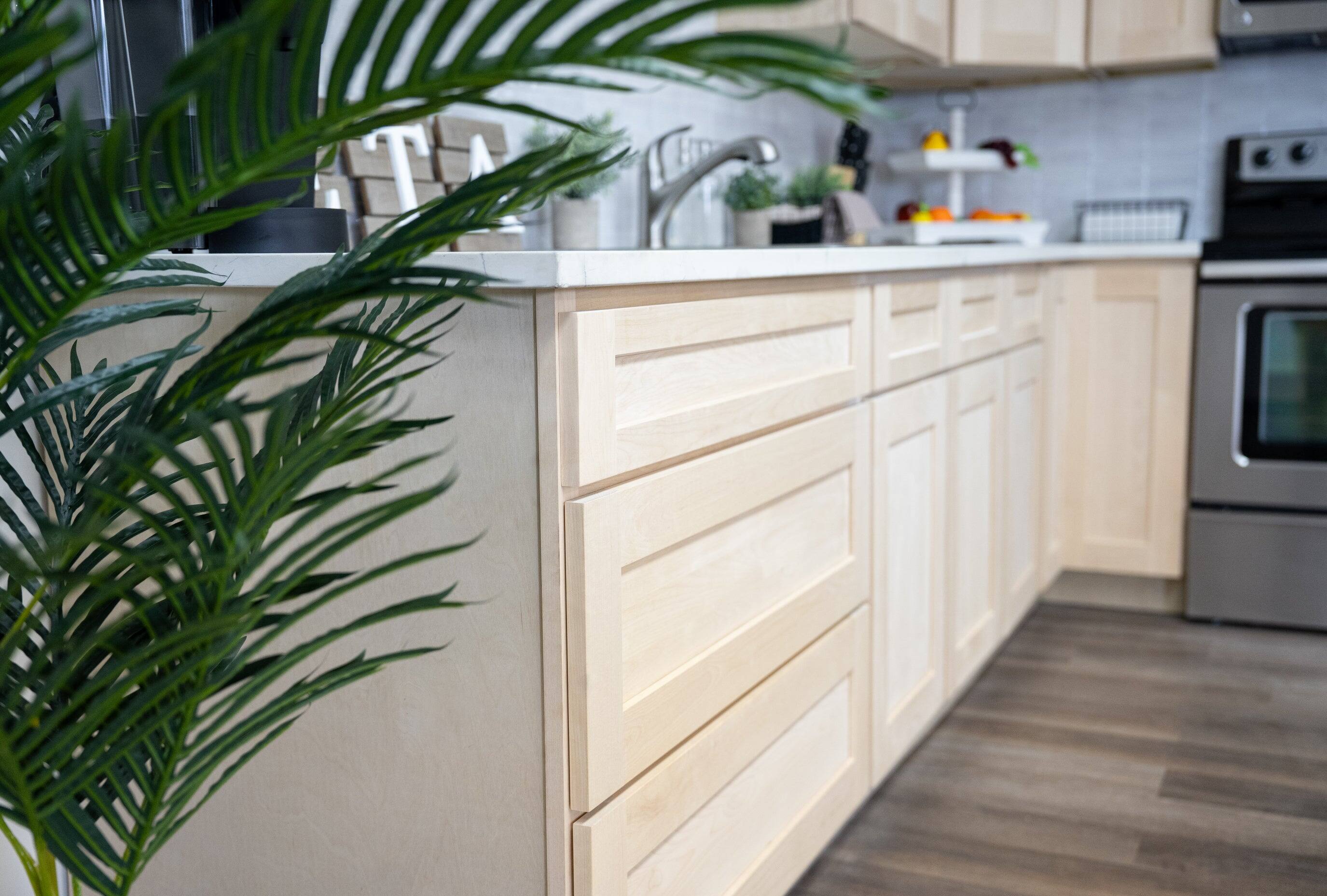 Alt View 5. Boyel Living - 30 Inch Natural Wood Unfinished Base Cabinet Versa Shaker Style - Versa Shaker.