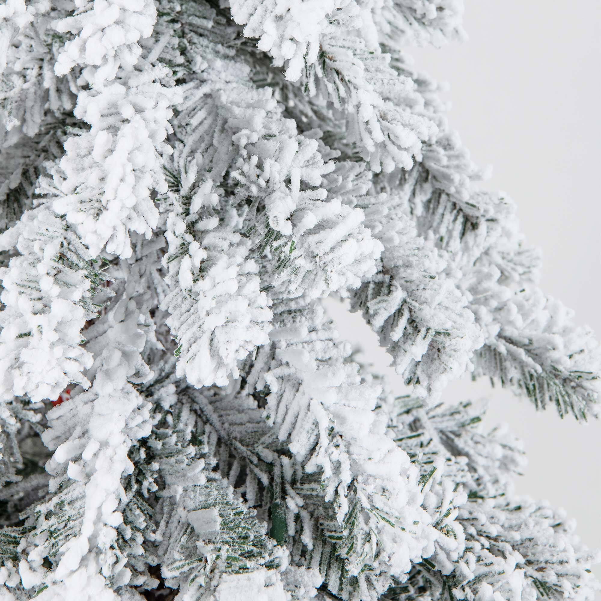 Alt View 17. Costway - 6 FT Pre-Lit Slim Pencil Christmas Tree Snow Flocked Xmas Décor with 175 Lights - Green/White.