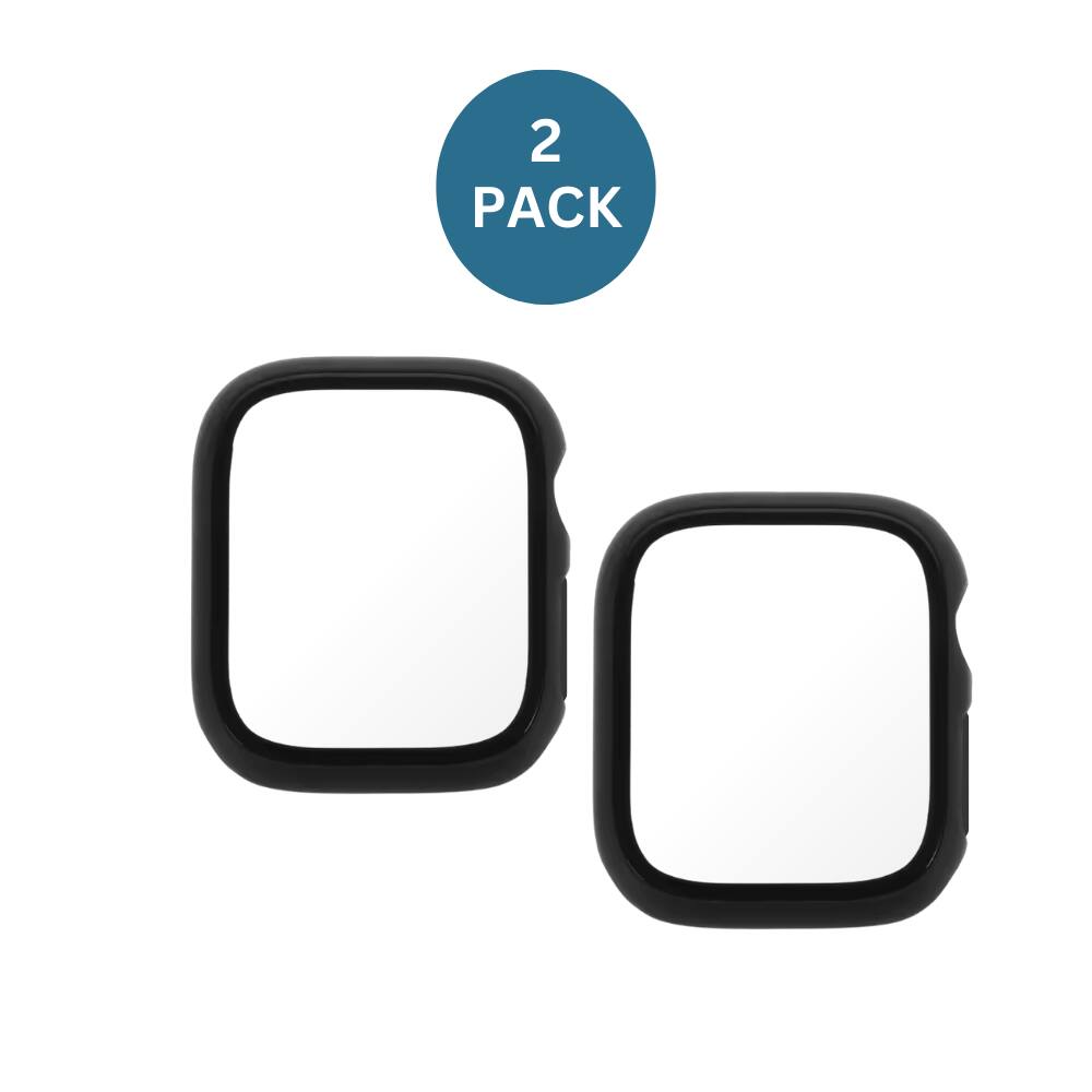 Alt View 4. Qixxronics - 2-Pack for Apple Watch Series 10 42mm Case with Built-in Screen Protector [Tempered Glass] - Black.