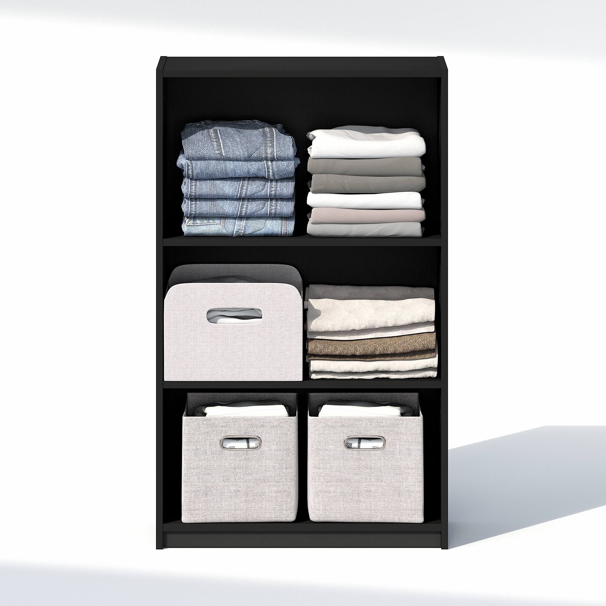 Alt View 3. Furinno - REED Closet Organizers and Storage, 3-Tier Closet Organizer, Closet Storage, for Wardrobe, Bedroom, Living Room - Blackwood.