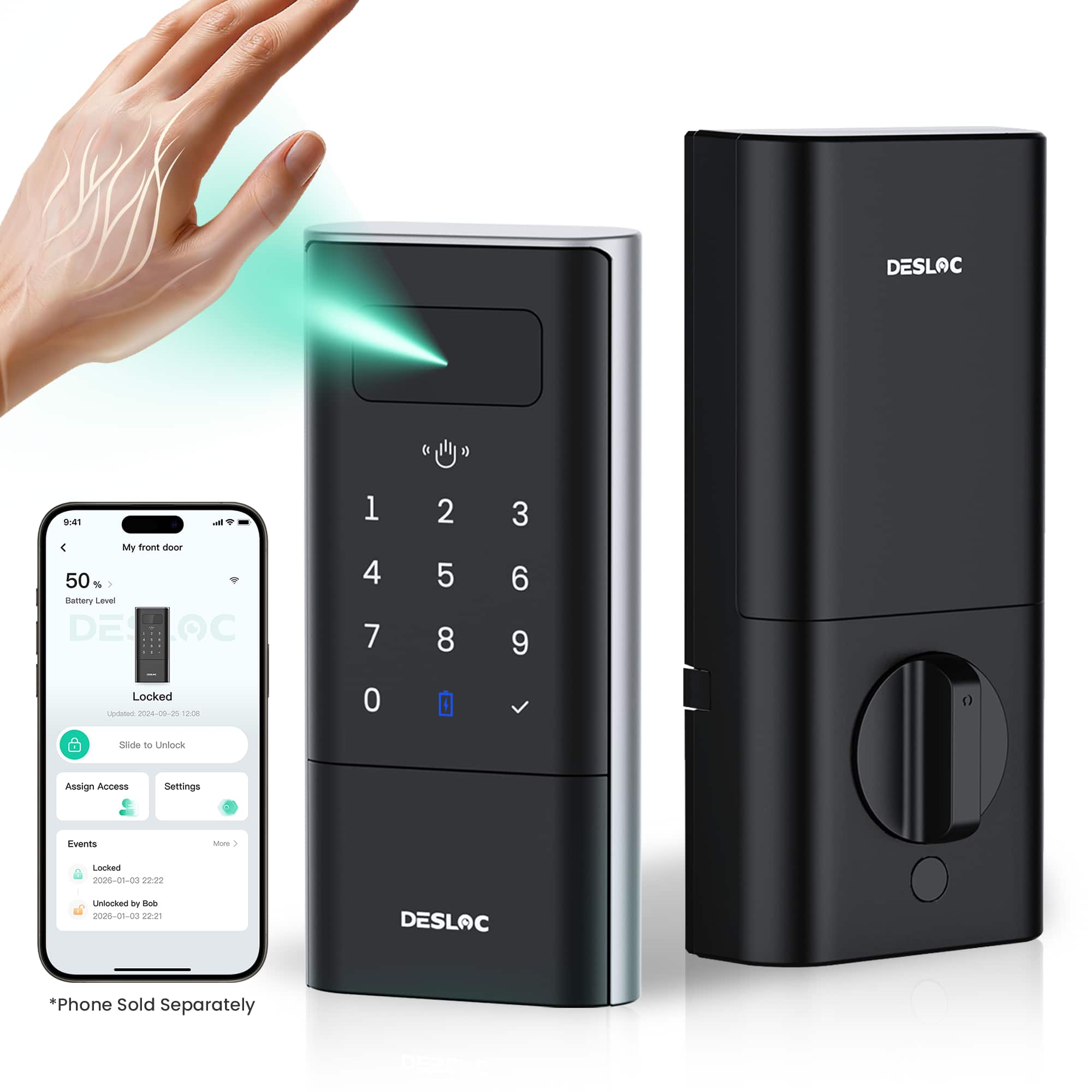 DESLOC - K140 Palm Vein Smart Lock - Black price history on PriceWatchPro