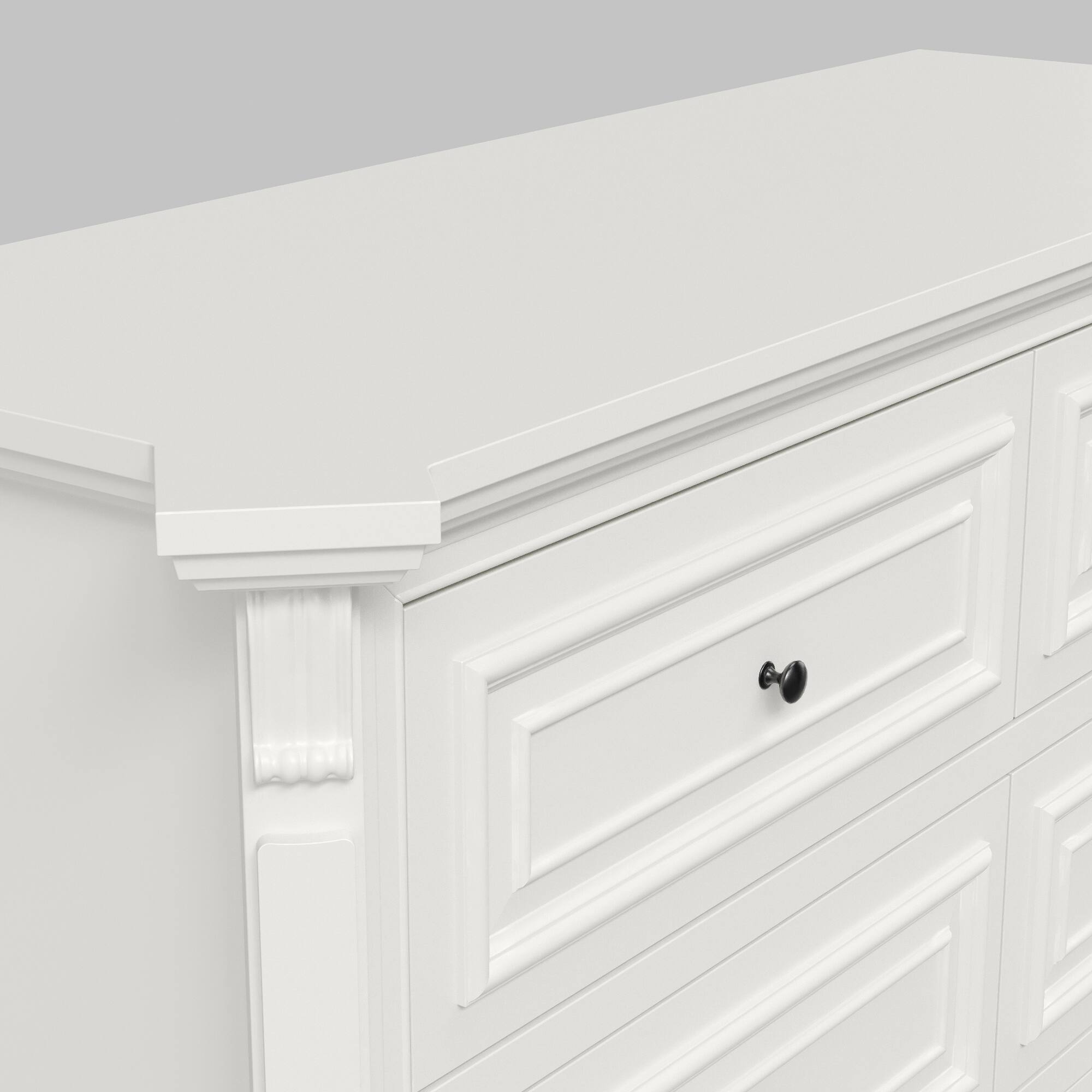 Alt View 6. Famapy - 6-drawer dresser, bedroom dresser, wide chest of drawers, storage dresser, European-style furniture, quiet-glide slides - White.