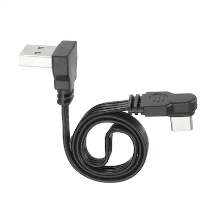 Front. Unique Bargains - 90 Degree USB A to USB C Cable 11.8 Inch Right Angle Silicone 480Mbps Flat Cable - Black.
