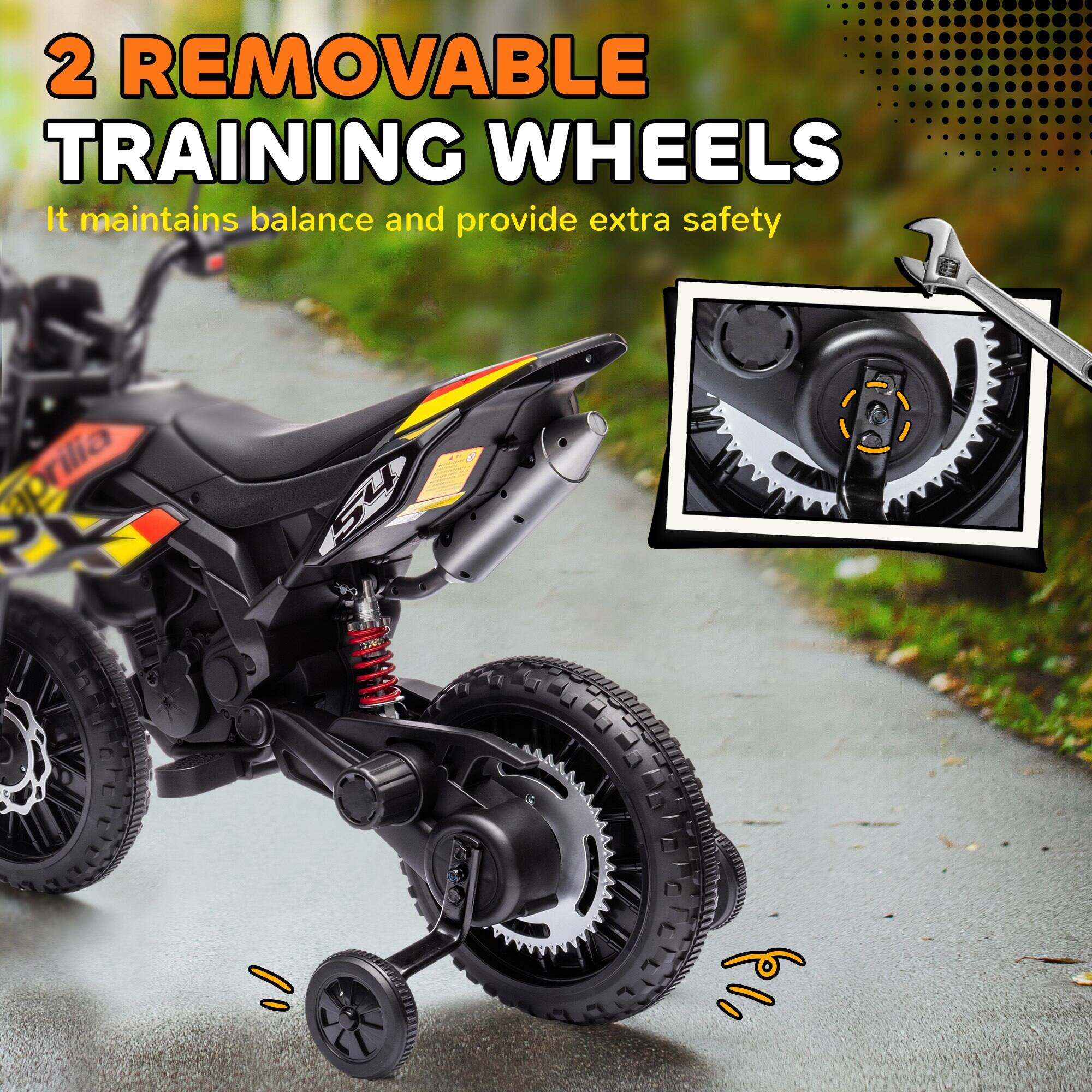 2 REMOVABLE TRAINING WHEELS  
It maintains balance and provides extra safety