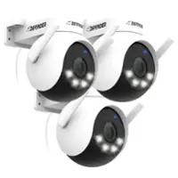 Defender - AI POWERED 4K Everwatch PTZ 360° Wi-Fi Plug-in Power Security Camera, 3 Pack - White - Front_Zoom