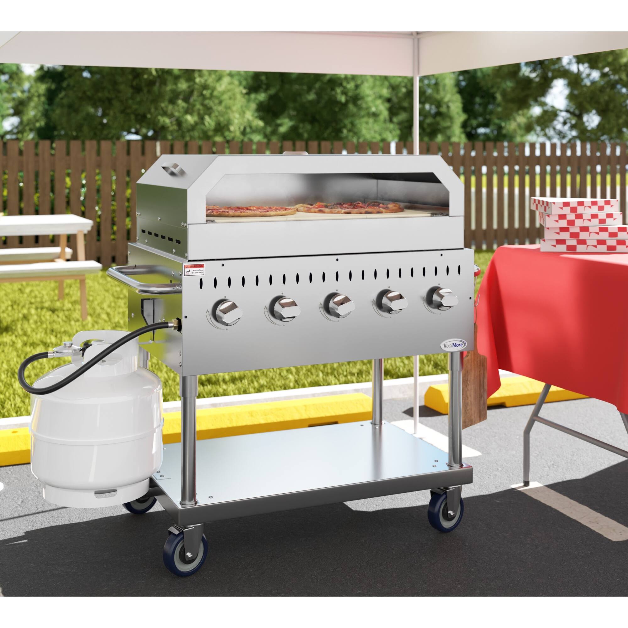 Alt View 1. Koolmore - 36 in. Commercial Outdoor Propane Grill With Pizza Oven in Stainless-Steel (CGKIT3-36P) - Stainless Steel.