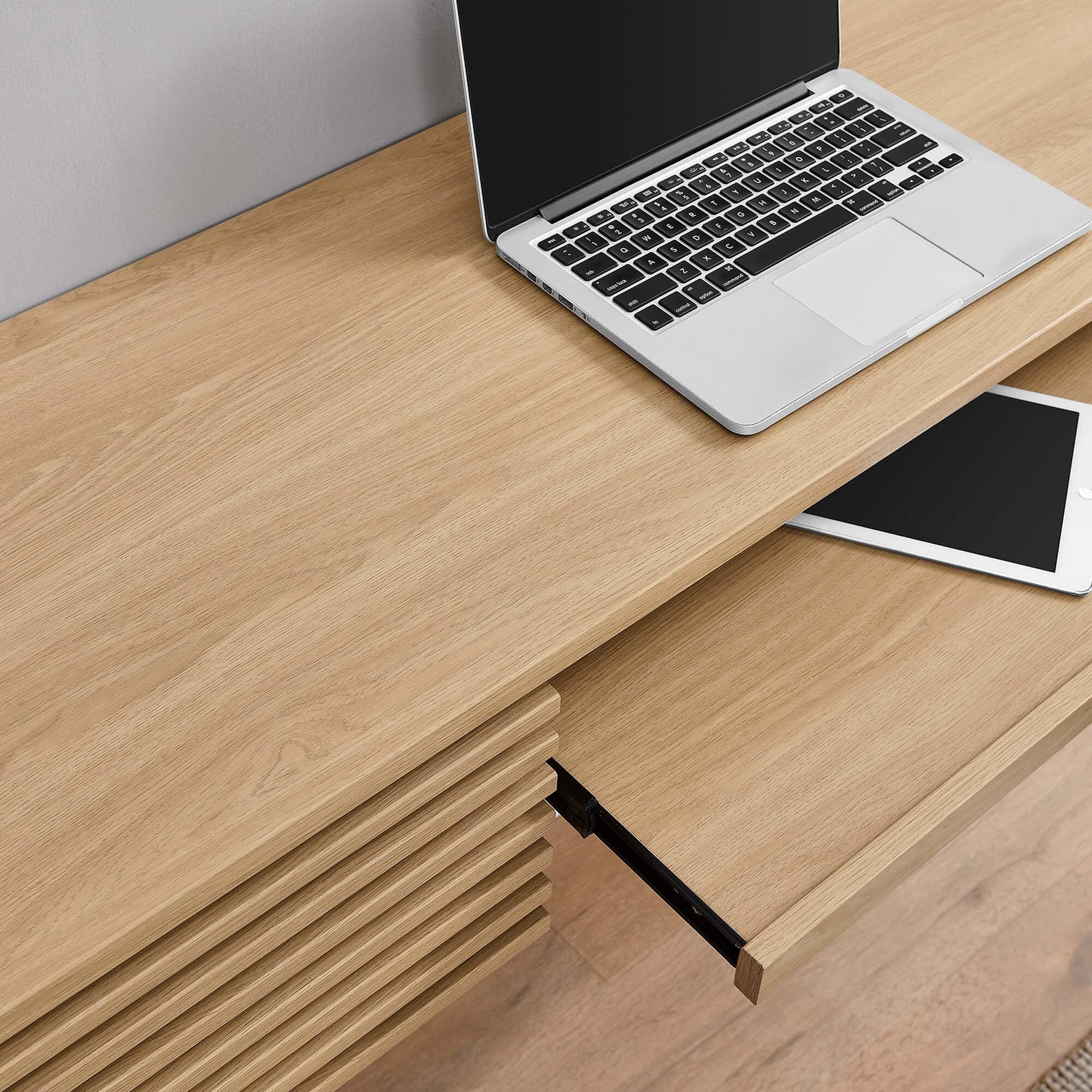 Back. Modway - Render Wall Mount Wood Office Desk by Modway - Oak.