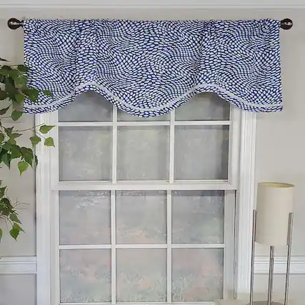 Front. RLF Home - RLF Home Arvana Cornice Style All Season 3" Rod Pocket Valance 50" x 17" Blue - Blue.