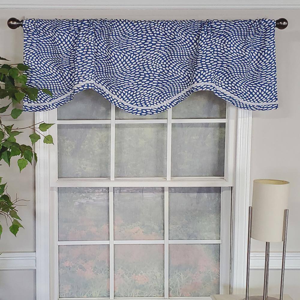 Front. RLF Home - RLF Home Arvana Cornice Style All Season 3" Rod Pocket Valance 50" x 17" Blue - Blue.