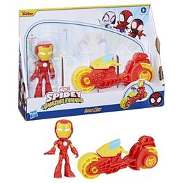 Hasbro - Marvel Spidey and Friends Figure & Motorcycle | Iron Man - Red