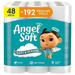 Angel Soft - & Strong Mega Toilet Paper, 2-Ply, White, 320 Sheets/Roll, 48 Rolls/Pack (79403/50)