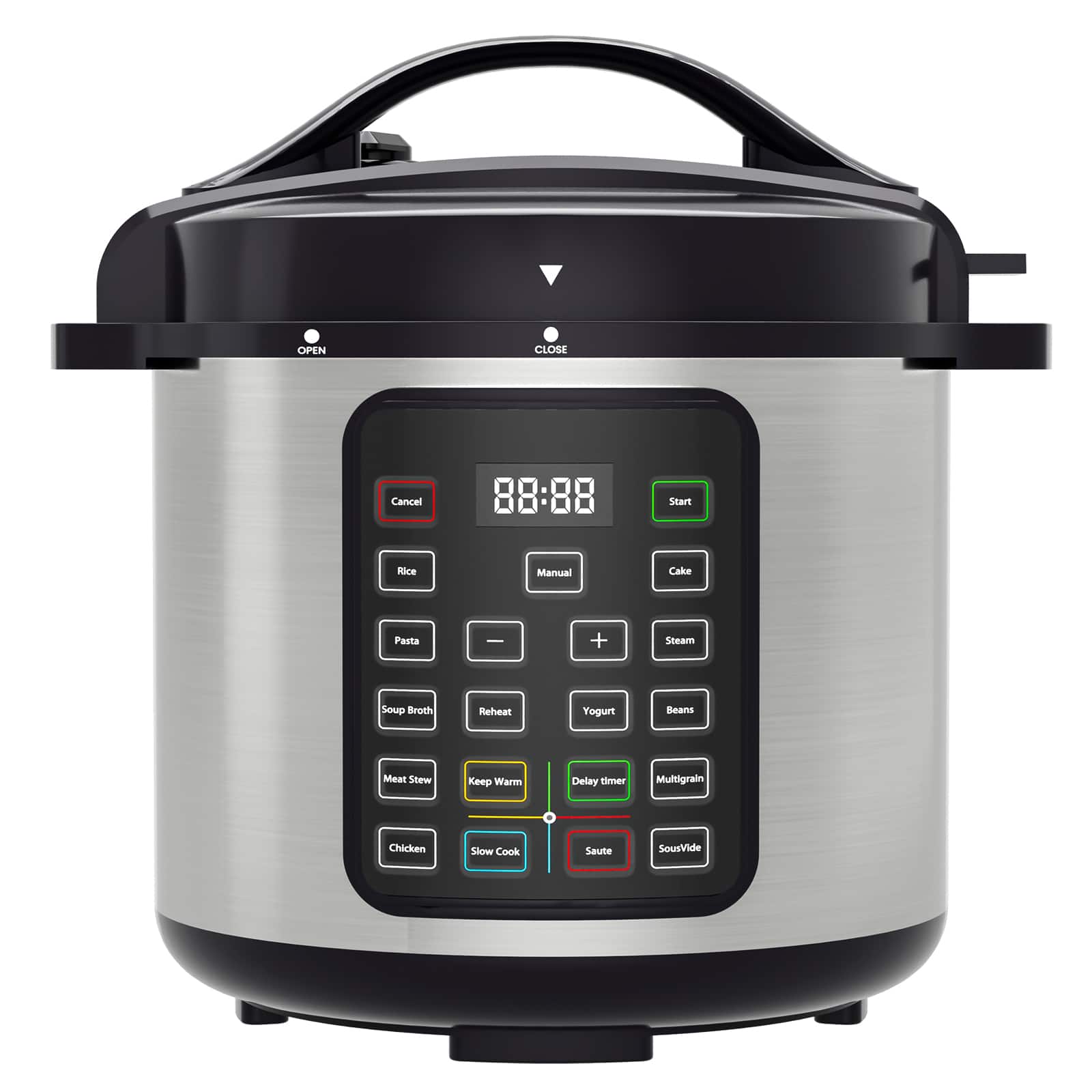 Bestier - Pressure Cooker 6 QT, Stainless Steel, 9 in 1 Multi Cooker, 12 Safety Features, Ceramic Inner Pot, Rice, Slow Cook - Multi-Color