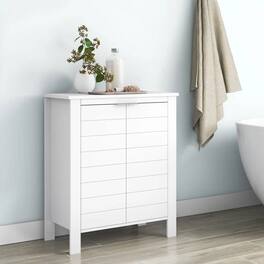 Hivvago - Bathroom Linen Cabinet with Storage Shelf Wood Finish - White