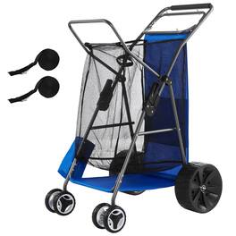 Loheer - Heavy Duty Folding Beach Cart with Large Wheels for Sand Wagon Cooler Bag