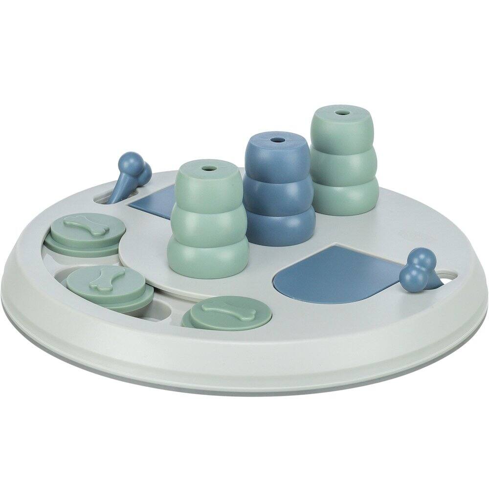 Front. TRIXIE - Dog Activity Flip Board XXL Strategy Game, Level 2 Dog Puzzle Toy, Dog Treat Toy - Blue.