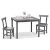 Front. Costway - Costway Wooden Kids Table and 2 Chairs Set with Rubber Wood Legs Anti-slip Foot Pads - Gray.