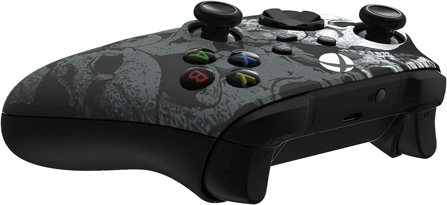 Back. Custom Controllerzz - Custom Wireless Controller for Xbox Series X|S, Xbox One, & PC - Black Skullz.