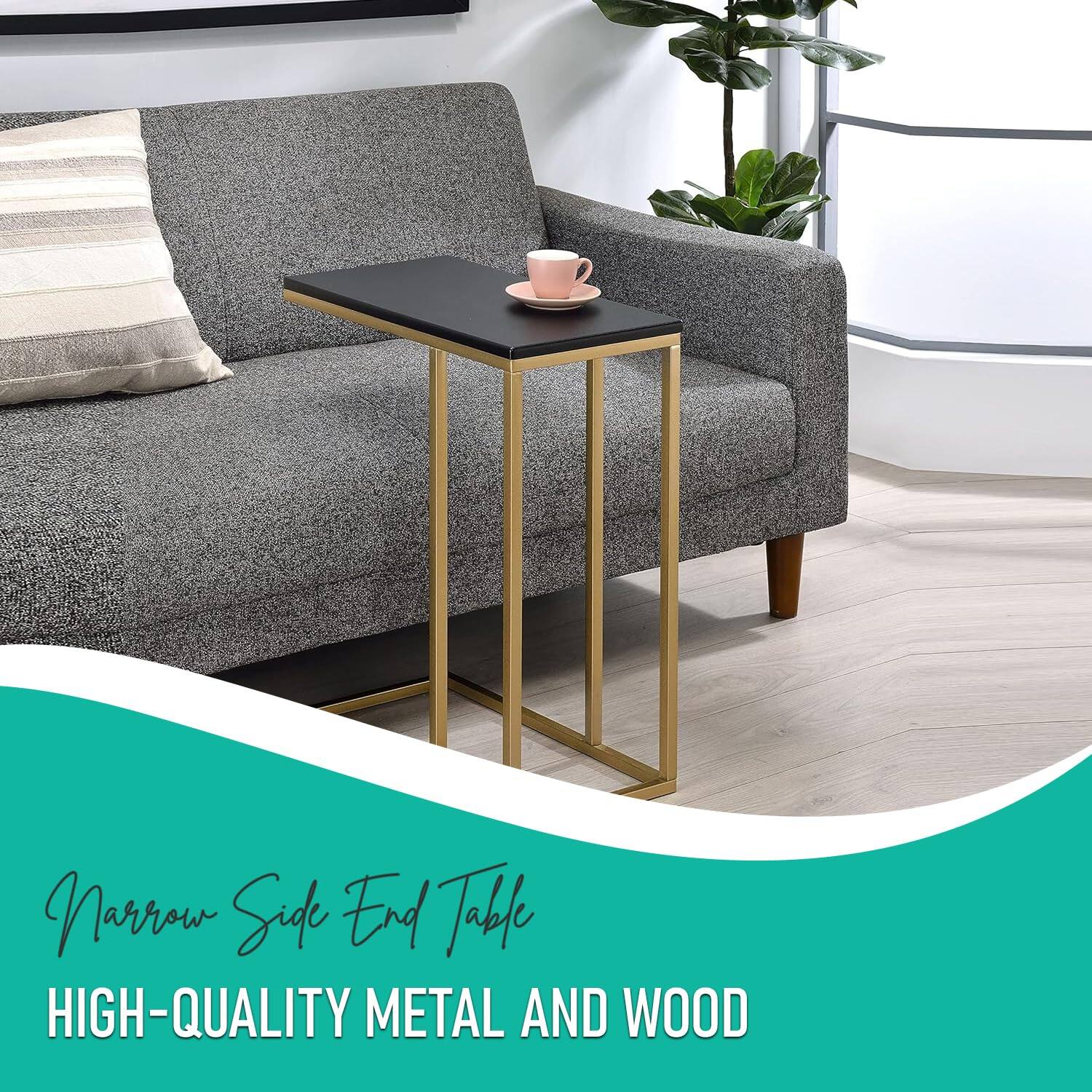 Narrow Side End Table  
HIGH-QUALITY METAL AND WOOD