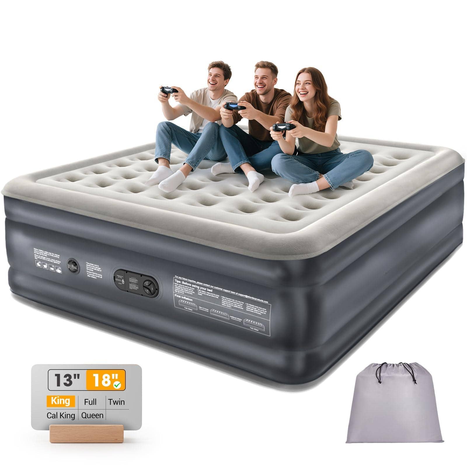 Jadie Link - Air Mattress With Built In Pump Inflatable Blow Up Family Choice Award Winner 18 Colchones Inflables Foldable Bed For Gu - King