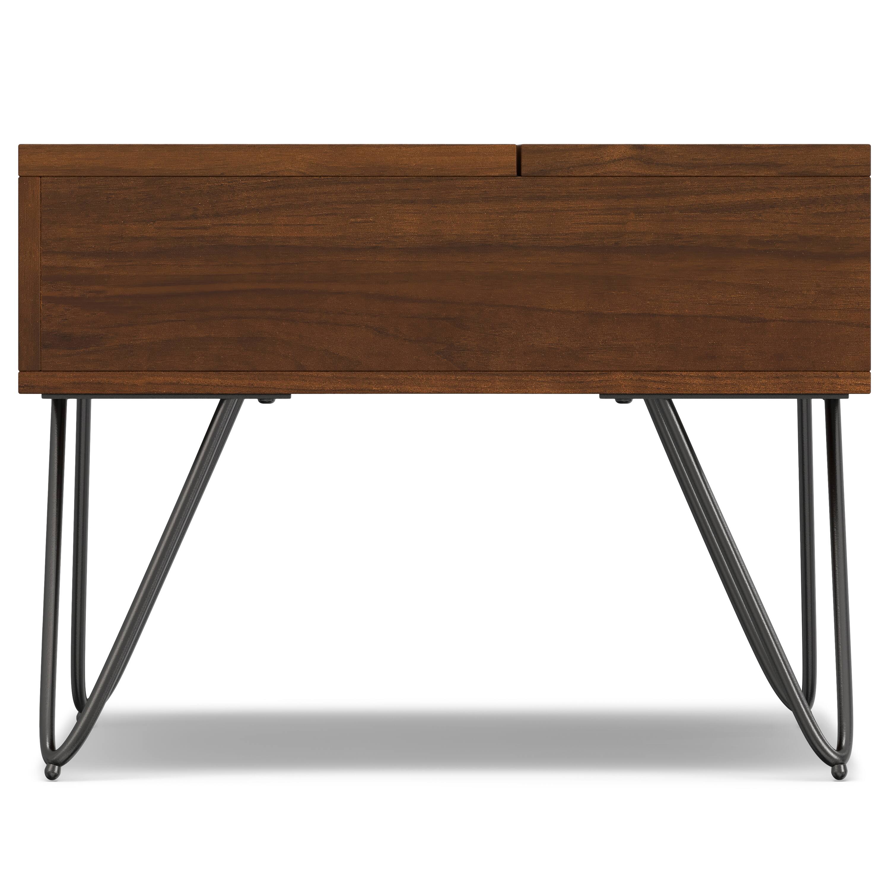 Alt View 3. Simpli Home - Hunter  48 inch Wide Rectangle Industrial Lift Top Coffee Table in Walnut Veneer - Walnut Veneer.