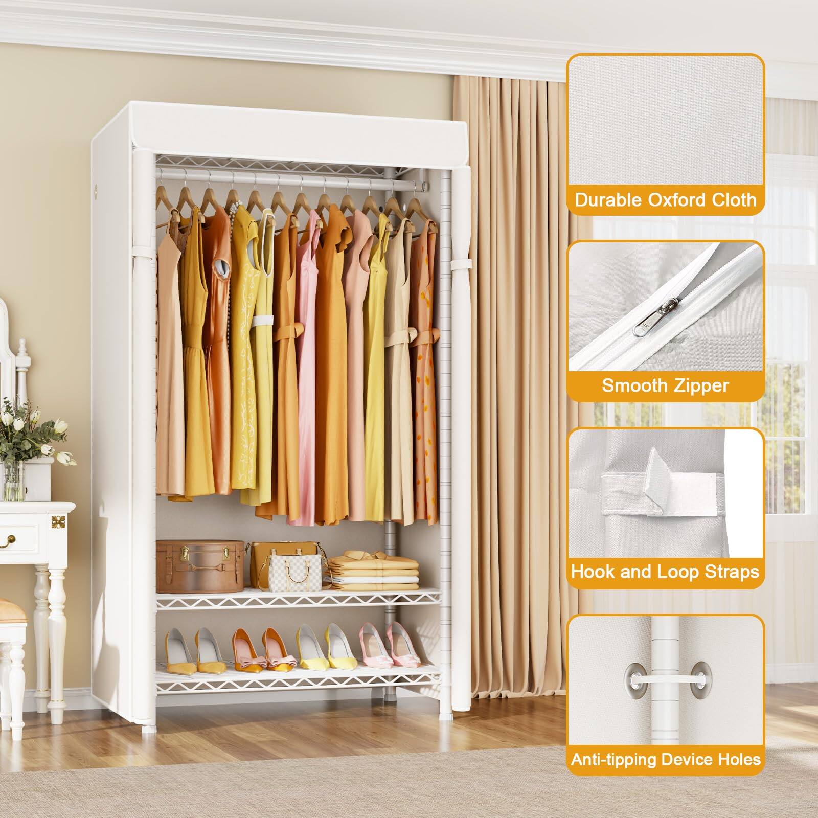 Cedar Assembly H5c Clothes Rack With Cover Portable Closet For Hanging ...