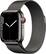 Angle. Apple - Apple Watch Series 7 (GPS + Cellular) 41mm Graphite Stainless Steel Case with Graphite Milanese Loop - Graphite.