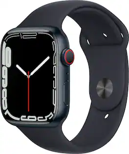 Geek Squad Certified Refurbished Apple Watch Series 7 (GPS + Cellular) 45mm Midnight Aluminum Case with Midnight Sport - Midnight (Verizon) - (2021)