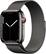 Front. Apple - Apple Watch Series 7 (GPS + Cellular) 45mm Graphite Stainless Steel Case with Graphite Milanese Loop - Graphite.