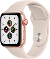 Apple Watch SE (GPS + Cellular) 40mm Gold Aluminum Case with Starlight Sport Band - Gold (Verizon) - Front_Zoom