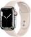 Front. Apple - Apple Watch Series 7 (GPS + Cellular) 41mm Silver Stainless Steel Case with Starlight Sport Band - Silver.