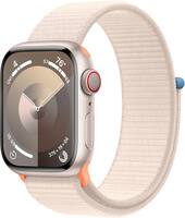 Refurbished Apple Watch Series 9 (GPS + Cellular) 41mm Starlight Aluminum Case with Starlight Sport Loop - Starlight (Verizon) - (2023) - Front_Zoom