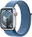 Front. Apple - Apple Watch Series 9 (GPS + Cellular) 41mm Silver Aluminum Case with Winter Blue Sport Loop with Blood Oxygen - Silver.