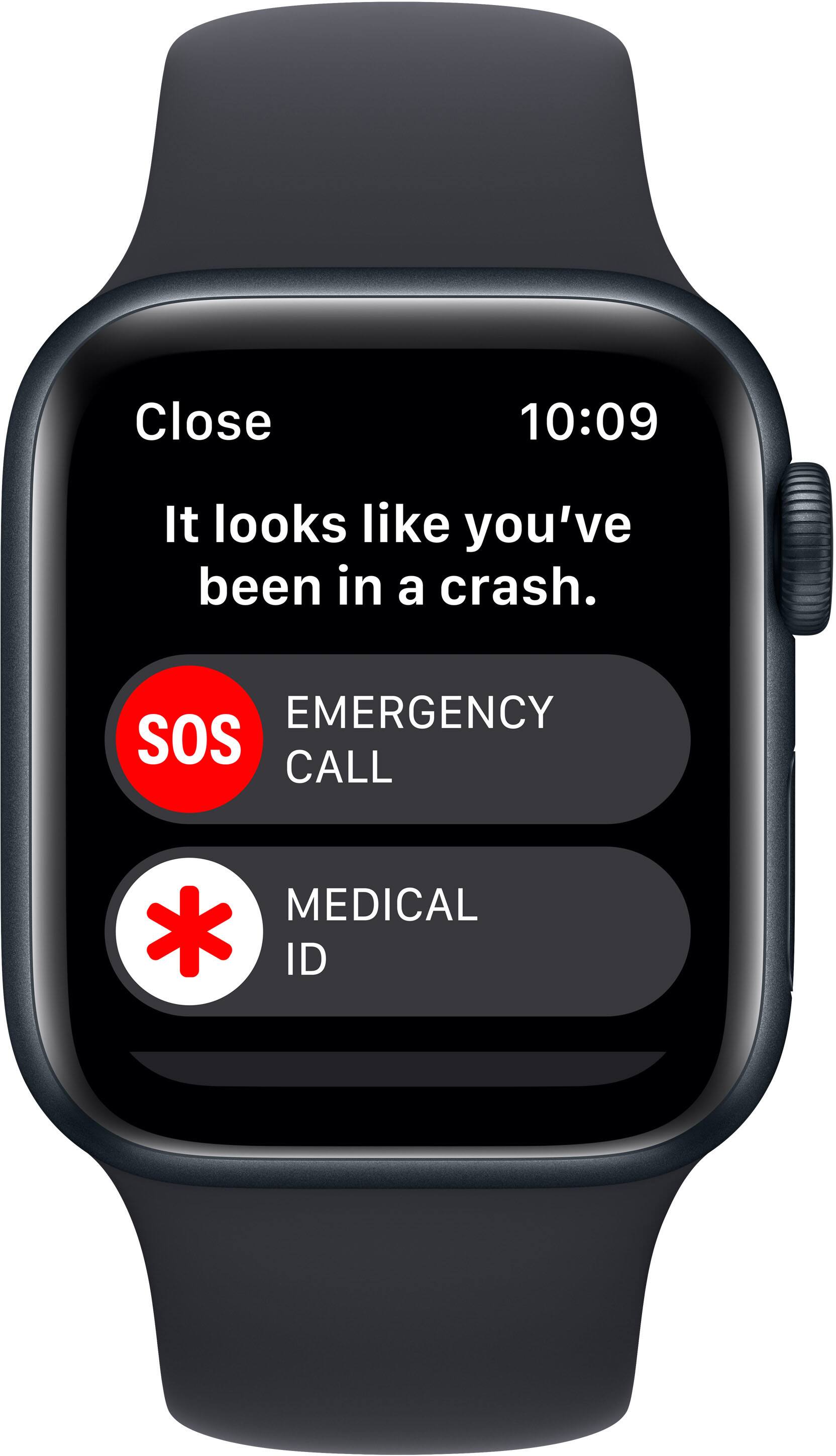 Close 10:09 It looks like you've been in a crash. EMERGENCY SOS CALL MEDICAL * ID