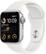Front. Apple - Apple Watch SE 2nd Generation (GPS) 40mm Aluminum Case with White Sport Band - M/L - Silver.