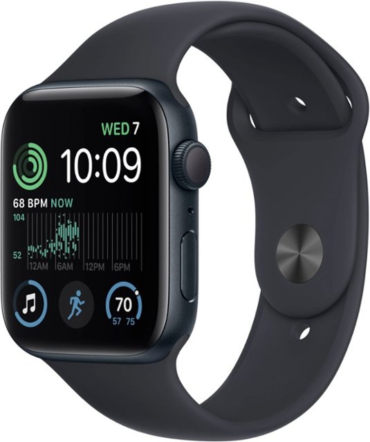 Apple Watch SE 2nd Generation (GPS) 44mm Aluminum Case with Midnight Sport Band S/M Midnight MNTF3LL/A - Best Buy