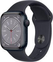 Apple Watch Series 8 GPS 41mm Midnight Aluminum Case with Midnight Sport Band - S/M - Midnight - Front_Zoom
