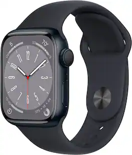 Refurbished Excellent - Apple Watch Series 8 (GPS) 41mm Aluminum Case with Midnight Sport Band - S/M - Midnight - (2022)