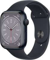 Apple Watch Series 8 GPS 45mm Midnight Aluminum Case with Midnight Sport Band - S/M - Midnight - Front_Zoom