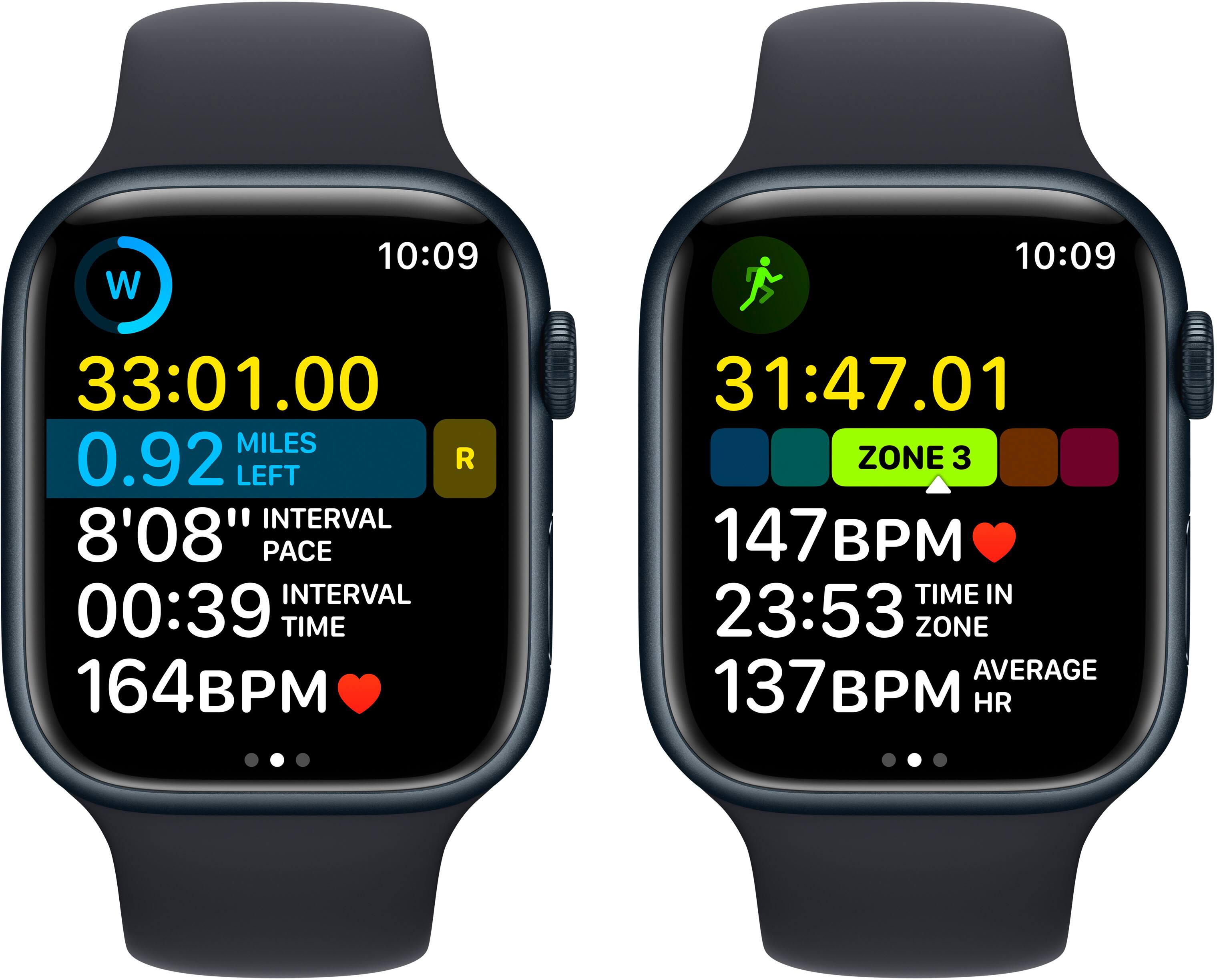 Alt View 4. Apple - Apple Watch Series 8 (GPS) 45mm Aluminum Case with Midnight Sport Band - S/M - Midnight.