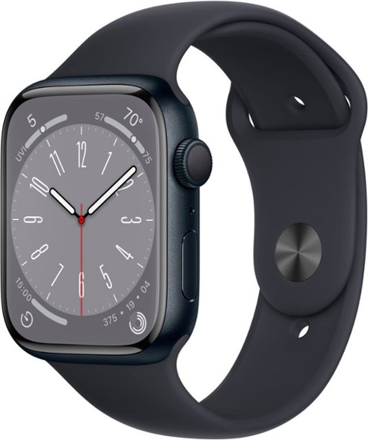 Apple Watch Series 8 GPS 45mm Midnight Aluminum Case with Midnight Sport Band M/L Midnight MNUL3LL/A - Best Buy