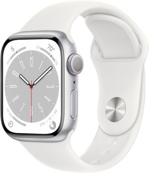 Apple Watch Series 8 (GPS) 41mm Aluminum Case with White Sport Band - M/L - Silver