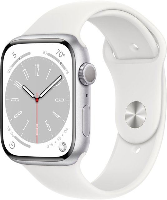 Apple Watch Series 8 (GPS) 45mm Aluminum Case with White Sport Silver MP6Q3LL/A Best Buy