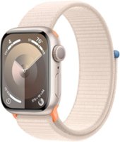 Apple Watch Series 9 (GPS) 41mm Starlight Aluminum Case with Starlight Sport Loop with Blood Oxygen - Starlight - Front_Zoom