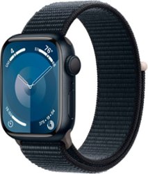 Apple Watch Series 9 (GPS) 41mm Midnight Aluminum Case with Midnight Sport Loop - Midnight - Front_Zoom