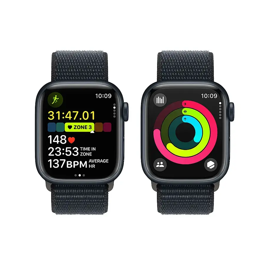 The text on the image reads: "10:09 31:47.01 ZONE 3 148 TIME IN 23:53 ZONE AVERAGE 137 BPM HR +". This text is grouped as follows:

1. Time: 10:09
2. Activity duration: 31:47.01
3. Zone: 3
4. Zone average: 137 BPM
5. Heart rate: +

The text indicates that the person is exercising in Zone 3, which is an average heart rate of 137 BPM. The activity duration is 31 minutes and 47 seconds. The time of the activity is 10:09.